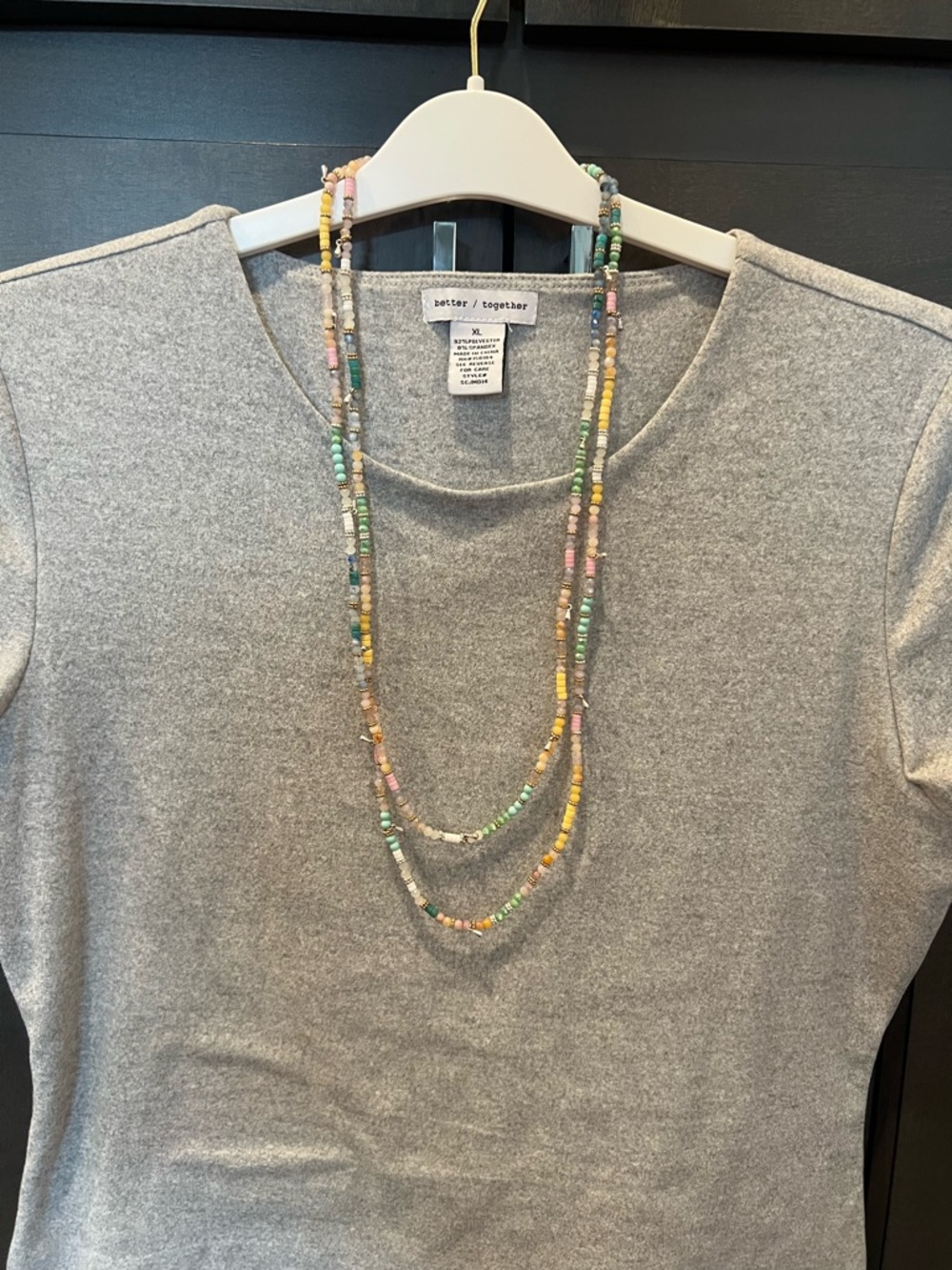 Boho Wrap Necklace Multi Strand Pastel Beaded Layered Charm Necklace